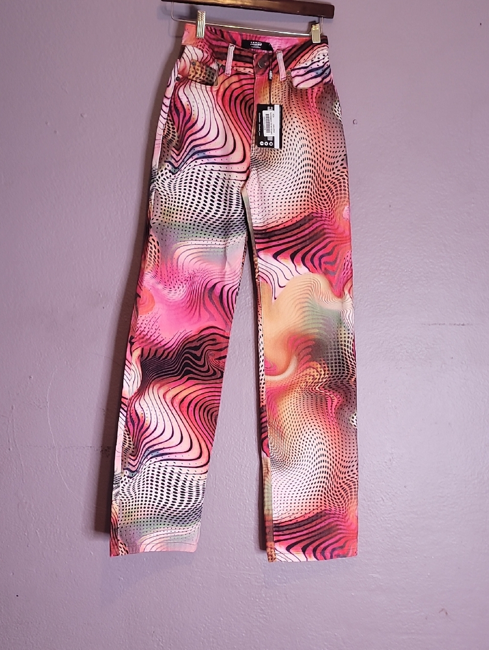 Jaded London Pink & Coral Ripple-Stripe Jeans